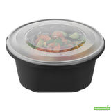 Bowls, Serving, Cater Tek 118 Ounce, Microwavable Plastic, Black, 9.75 x 9.75 x 4.75 Inch, includes Clear Lid, Round,25 - 2 PIECE