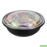 Bowls, Serving, Cater Tek 142 Ounce, Microwavable Plastic, Black, 11.75 x 11.75 x 4 Inch, includes Clear Lid, Round,25 - 2 PIECE