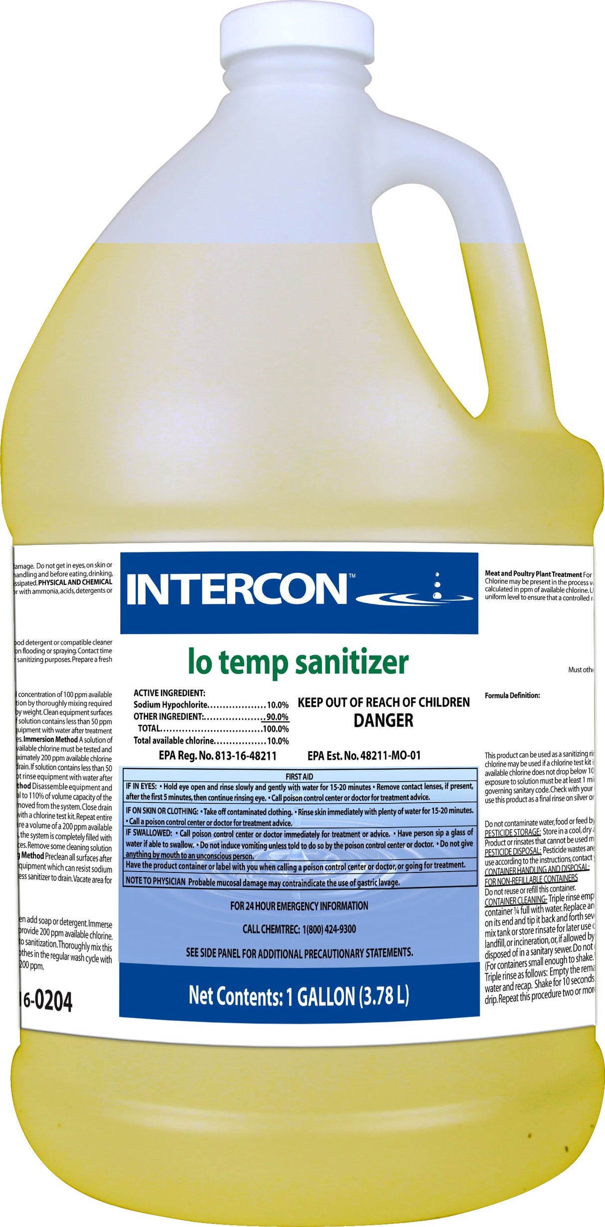 Sanitizer, Liquid, Low Temperature, 1 Fluid Ounce,4 - 1 GALLON