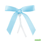 Bows, Twist Tie, Gift Tek 3 x 2.50 Inch, Light Blue, Polyester Satin, Pre-Tied,100 - 1 EACH