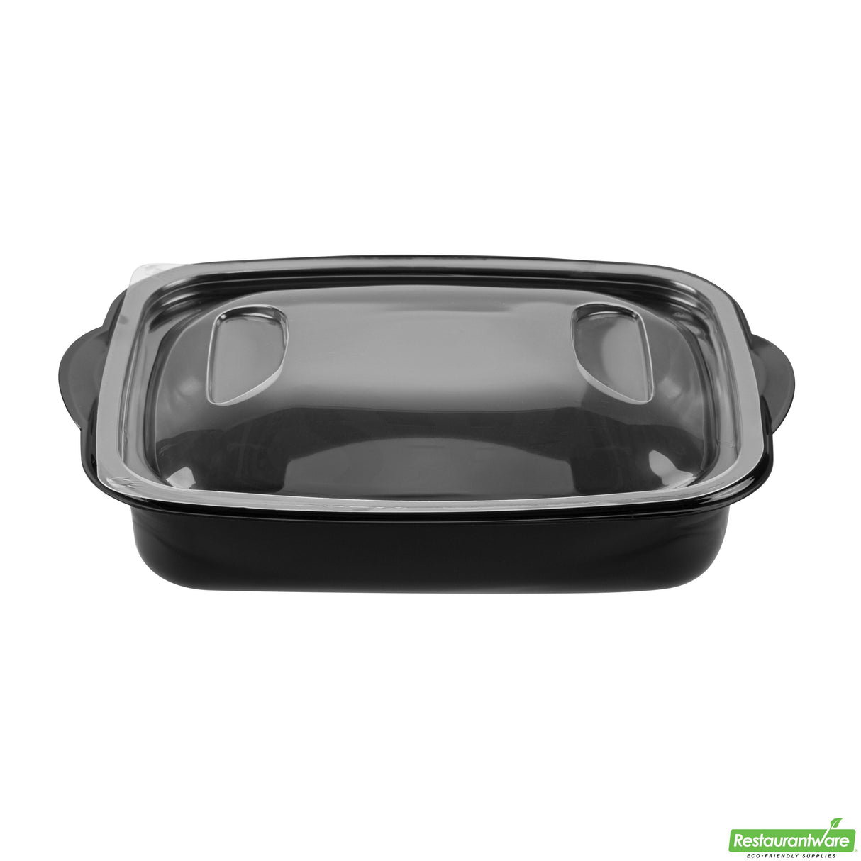 Containers, Food, RW Base 36 Ounce, Microwavable Plastic, Black, 8.75 x 7 x 2.25 Inch, Rectangular, includes Clear Lid,50 - 2 PIECE