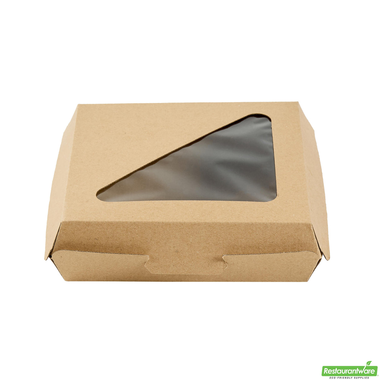 Containers, Eco Tek 6.50 x 6.50 x 2 Inch, Paper, Kraft, Square, with PLA Window, Clamshell,2 - 50 COUNT