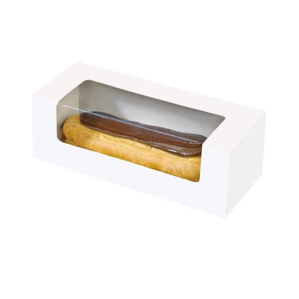 Boxes, Pastry, 5.9 x 2.36 x 1.96 Inch, Cardboard, White, with PLA Window,5 - 50 COUNT