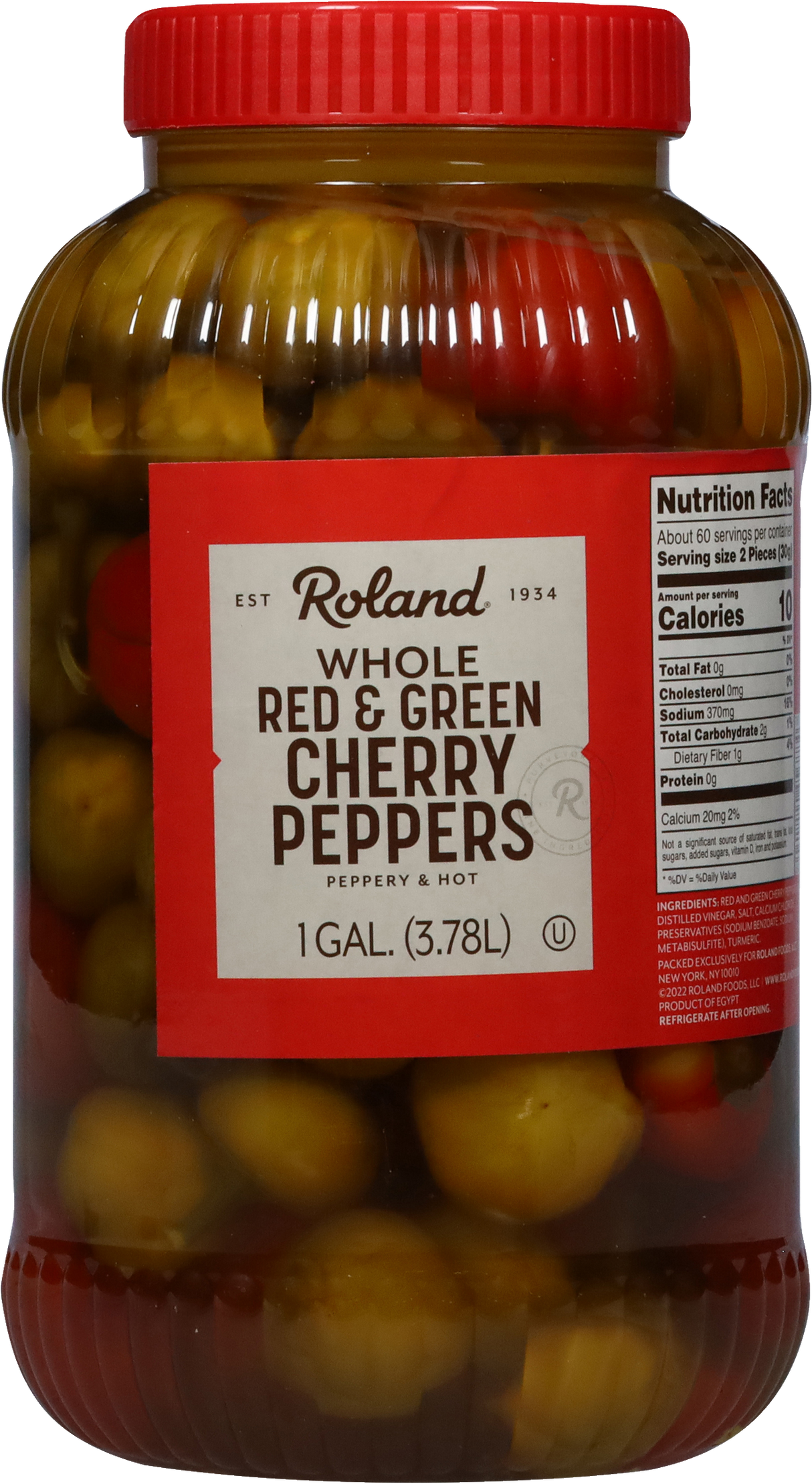 Peppers, Cherry, Whole, Red & Green,4 - 1 GALLON