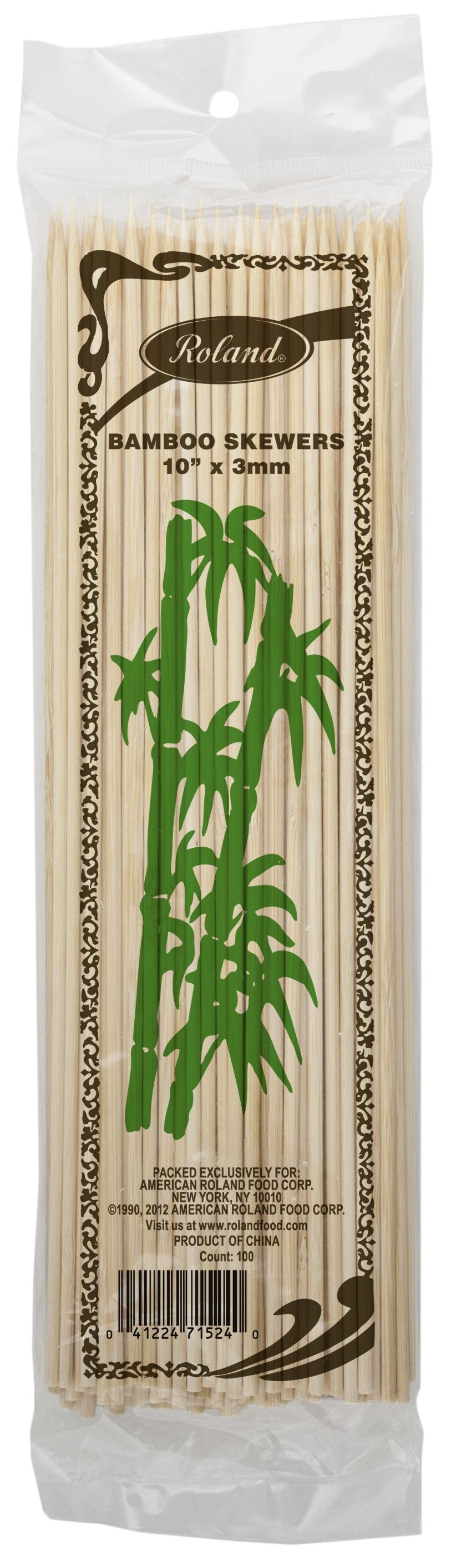 Skewers, 10 Inch, Bamboo, 3 Millimeter Diameter,144 - 100 COUNT