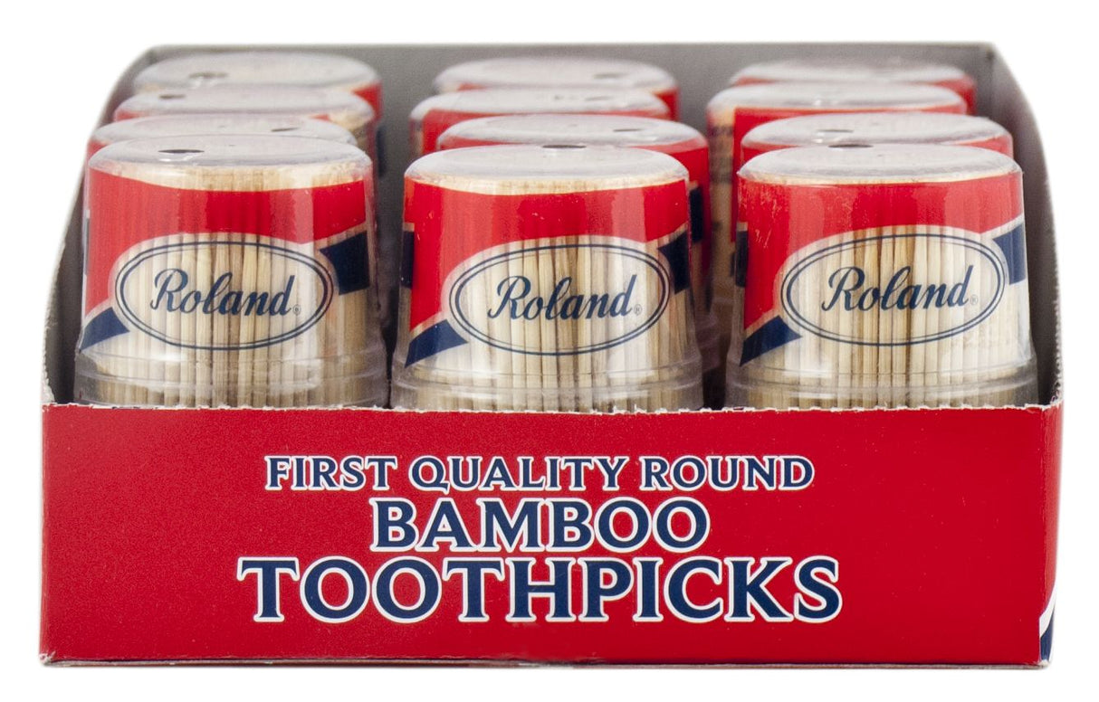 Toothpicks, Round, Bamboo, Plastic Container,288 - 300 COUNT