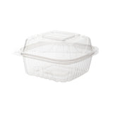 Container, Clamshell, 6 x 6 x 3 Inch, Plastic, Clear, Square, Hinged, PLA,3 - 80 COUNT