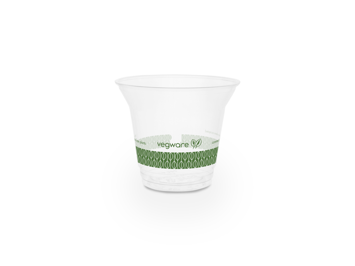 Cups, Cold, 9 Ounce, Plastic, Clear With Green Decor, PLA,20 - 50 COUNT
