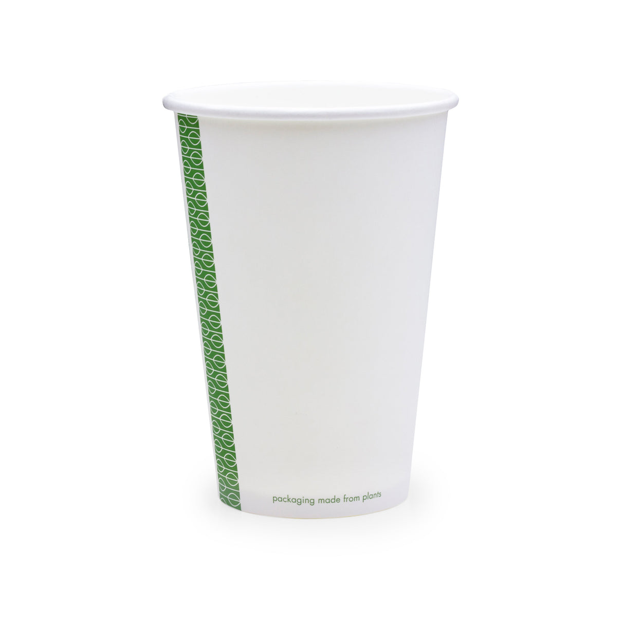 Cups, Hot, 16 Ounce, Paper, White with Green Decor, PLA-Lined,20 - 50 COUNT