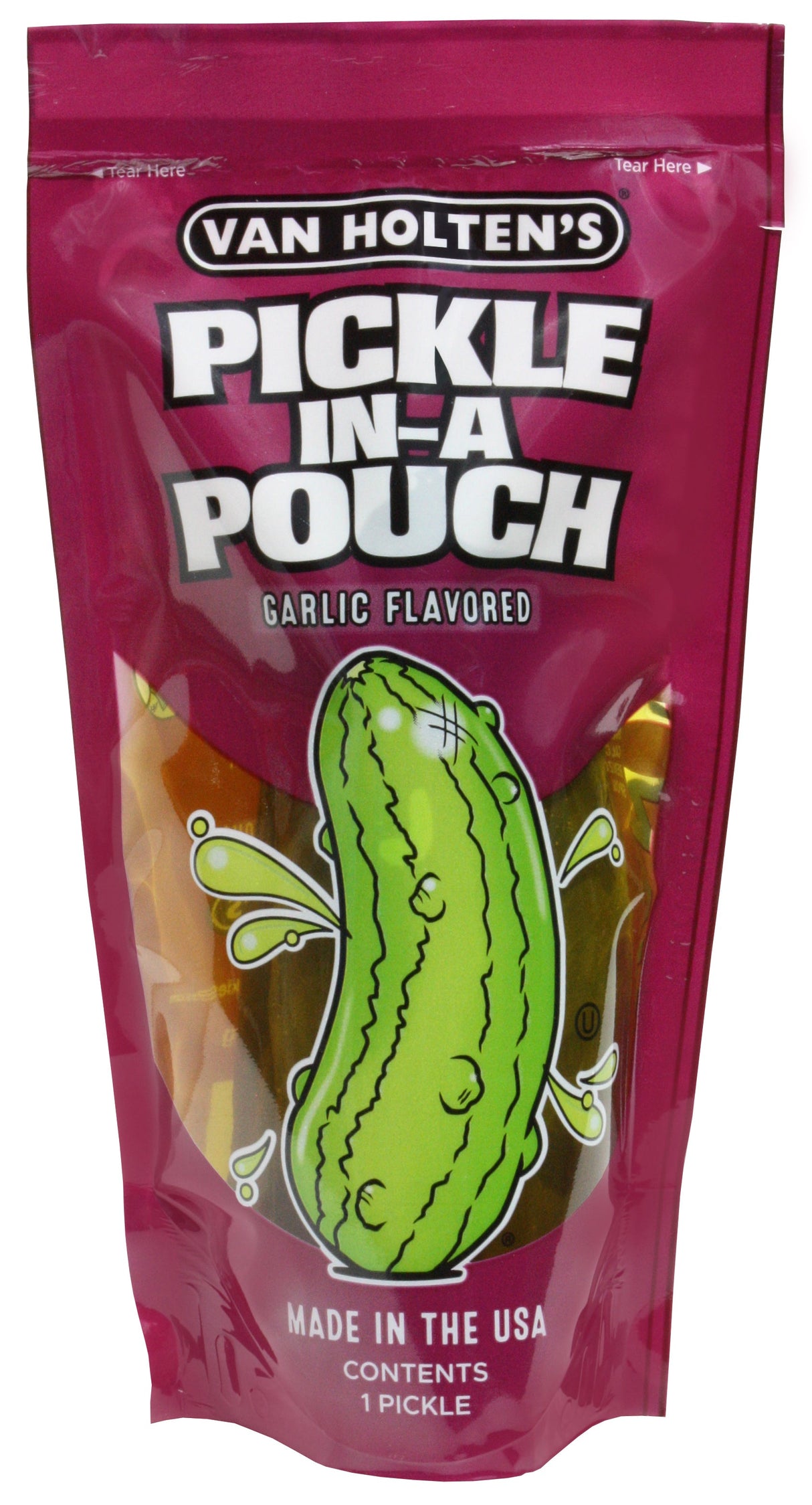 Pickles, Whole, Garlic, Large, Single-Serve Pouch,12 - 1 COUNT