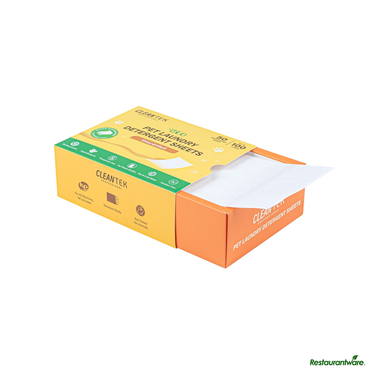 Detergent, Laundry, Clean Tek, Pet, Unscented, Sheet,50 - 1 EACH