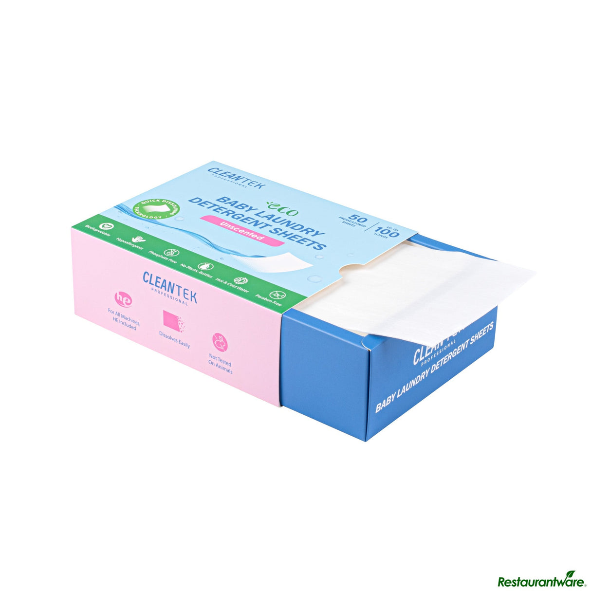 Detergent, Laundry, Clean Tek, Baby, Unscented, Sheet,50 - 1 EACH