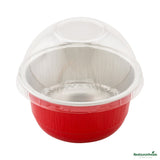 Cups, Bakery, 5 Ounce, Foil, Red with Clear Plastic Dome Lids, 5 Ounce,1 - 100 COUNT