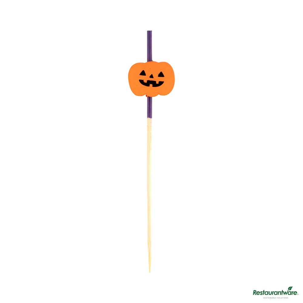 Skewers, Jack-o-lantern, 4 inch, Bamboo, Orange, 4 Linear Inch,1 - 1000 COUNT