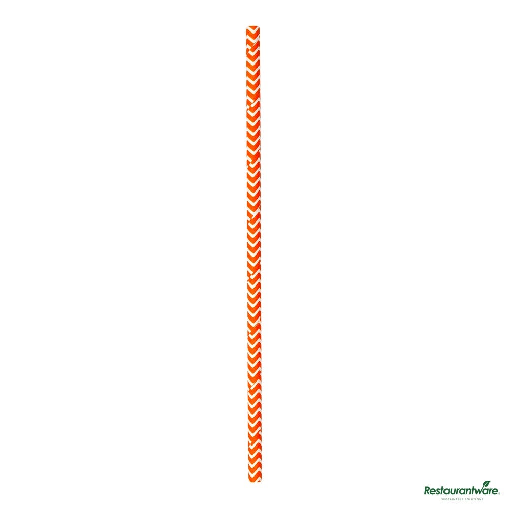 Straws, Paper, Orange, Zig Zag, 7.75 Inch,4 - 25 COUNT