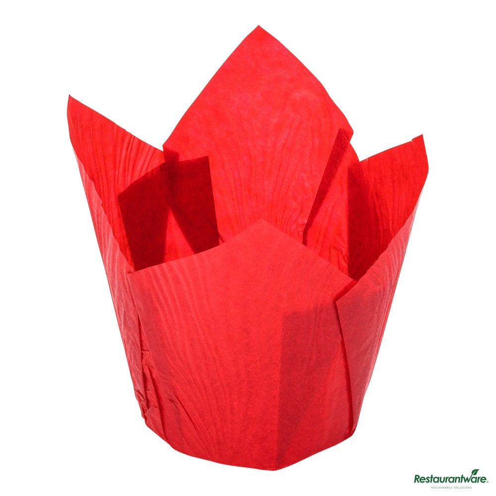 Cups, Baking, 4 Ounce, Greaseproof Paper, Red, Tulip, 3.5 x 3.5 x 3.5 Inch,200 - 1 EACH