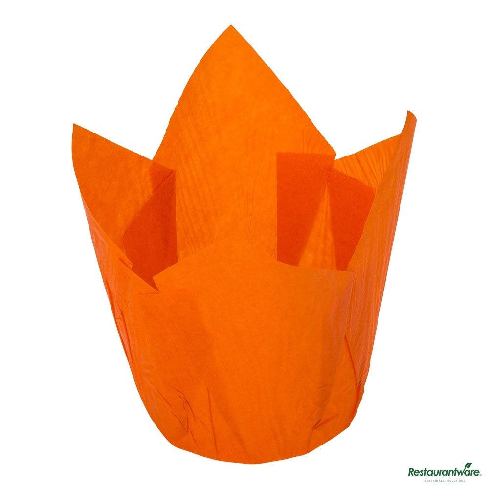 Cups, Baking, Panificio 3.5 Inch, Greaseproof Paper, Orange, Tulip,1 - 200 COUNT