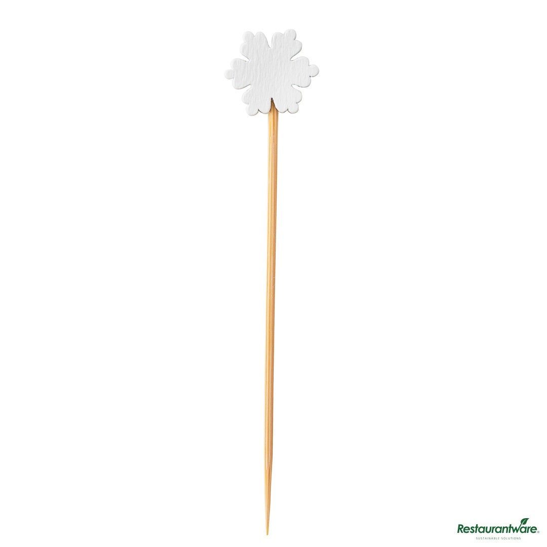 Skewers, 3.50 Inch, Bamboo, White, Snowflake,10 - 100 COUNT