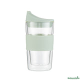 Mugs, Travel, Forma Glass, 12 Ounce, Double-Wall, Borosilicate, includes Mint Green Lid & Sleeve,10 - 1 EACH