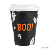Cups, 12 Ounce, Paper, White, Single Wall, Halloween Printed, with Lids, 1 Each,400 - 1 COUNT