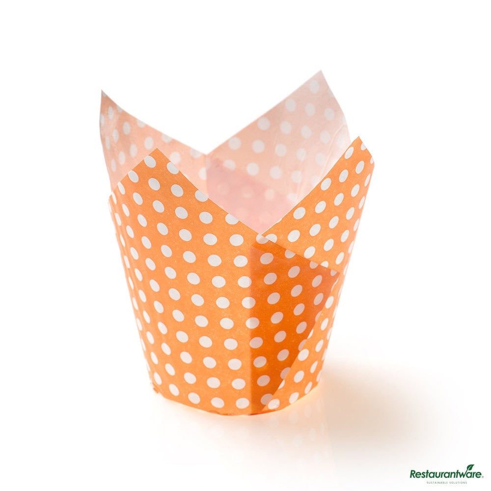 Cups, Baking, 1.7 Ounce, Paper, Hot Orange Polka Dot, Petal, 1.7 Ounce,1 - 200 COUNT
