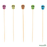 Skewers, 4 Inch, Bamboo, with Acrylic & Wood Skulls,1 - 1000 COUNT