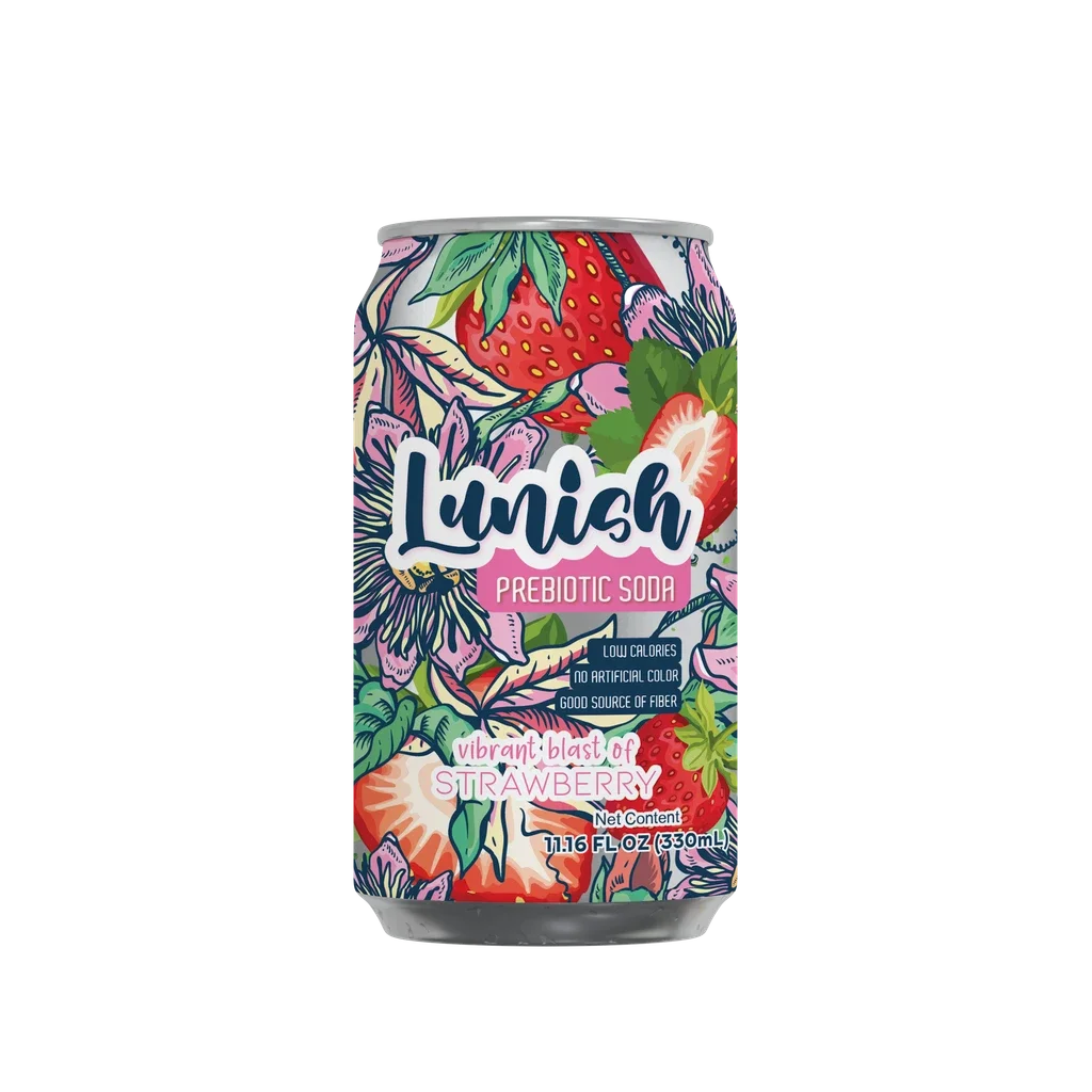 Soft Drink, Prebiotic, Strawberry, Single-Serve Can,12 - 330 ML