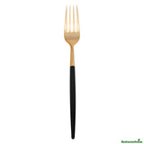 Forks, Moderna 7.50 Inch, Plastic, Gold, Black Handle,50 - 1 EACH