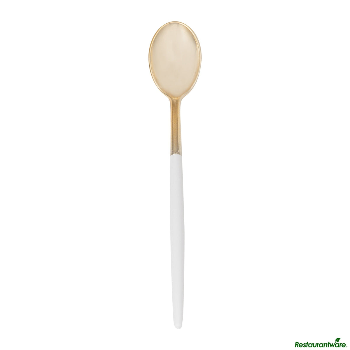 Spoons, Moderna 7.75 Inch, Plastic, Gold, White Handle,50 - 1 EACH