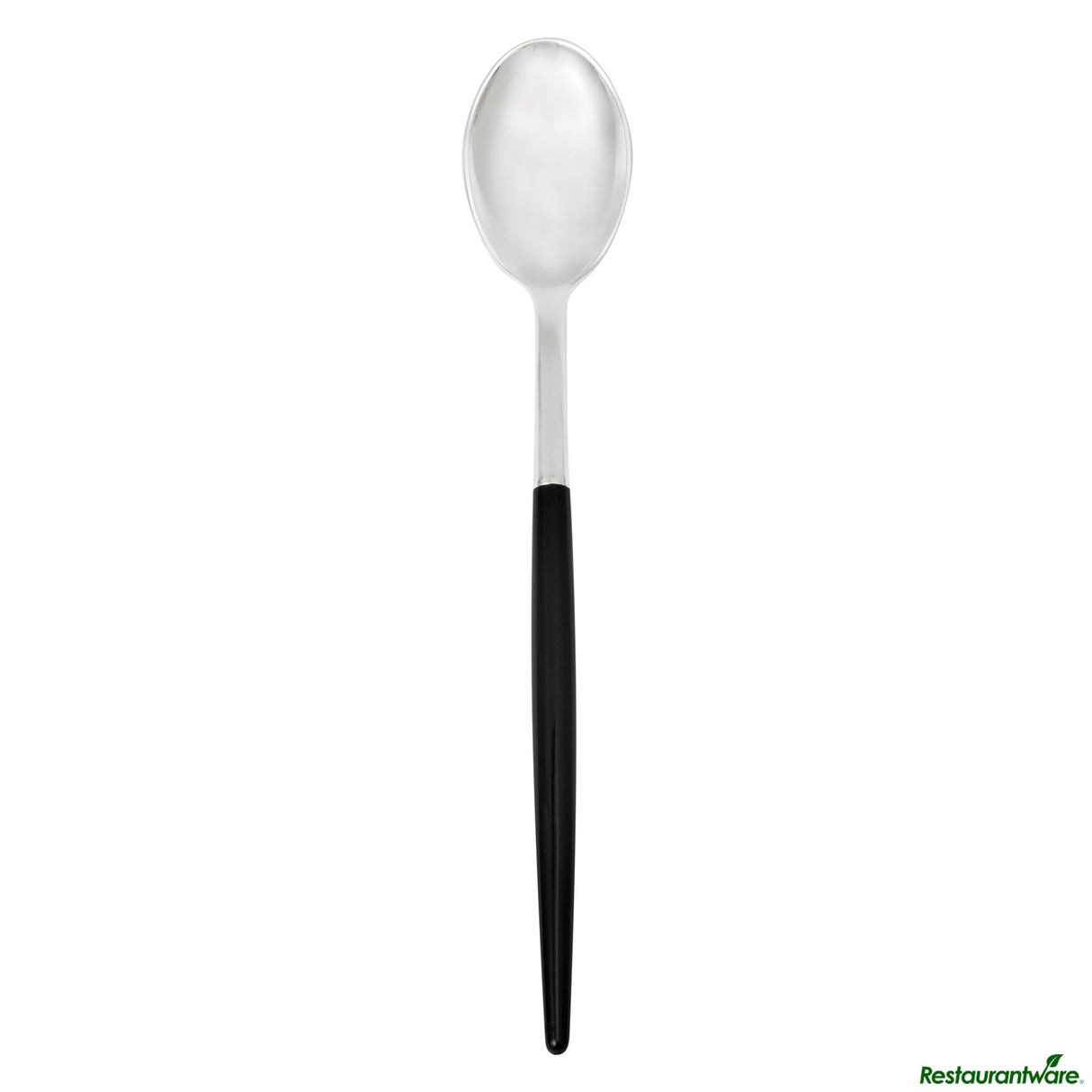 Spoons, Moderna 7.75 Inch, Plastic, Silver, Black Handle,50 - 1 EACH