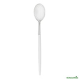 Spoons, Moderna 7.75 Inch, Plastic, Silver, White Handle,50 - 1 EACH