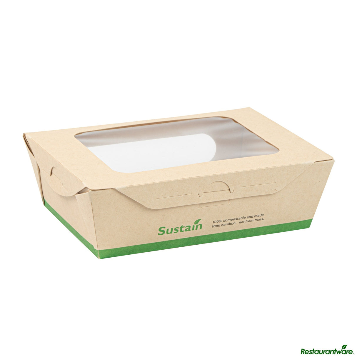 Boxes, Lunch, 28 Ounce, PLA-Lined Bamboo Paper, 6.25 x 4.75 x 2 Inch, Compostable, with Window,50 - 1 EACH