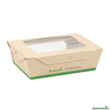 Boxes, Lunch, 28 Ounce, PLA-Lined Bamboo Paper, 6.25 x 4.75 x 2 Inch, Compostable, with Window,50 - 1 EACH
