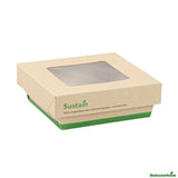 Containers, Take-Out, 13 Ounce, PLA-Lined Bamboo Paper, 4.5 x 4.5 x 2.5 Inch, Compostable, with Window,50 - 1 EACH