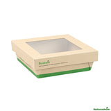 Containers, Take-Out, 34 Ounce, PLA-Lined Bamboo Paper, 6 x 6 x 2 Inch, Compostable, with Window,50 - 1 EACH