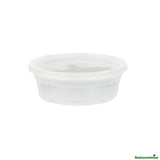 Containers, Soup, Asporto 8 Ounce, Plastic, Clear, Round, 4.5 x 4.5 x 1.75 Inch, with Lid,25 - 1 EACH