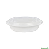 Box, To-Go, Asporto 48 Ounce, Microwavable Plastic, White, Round, 9 x 9 x 1.75 Inch, includes Clear Lid,50 - 1 EACH