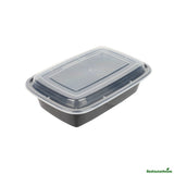 Boxes, To Go, Asporto 38 Ounce, Microwavable Plastic, Black, 8.75 x 6 x 2 Inch, includes Clear Lid,50 - 1 EACH