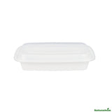 Box, To-Go, Asporto 28 Ounce, Microwavable Plastic, White, Rectangular, 8.75 x 6 x 1.50 Inch, includes Clear Lid,50 - 1 EACH