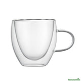 Cups, Coffee, Glass, 5 Ounce, Double-Wall, Borosilicate, 2.50 x 2.50 x 3.25 Inch, with Handle,2 - 1 EACH