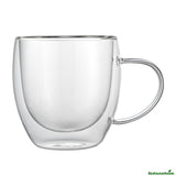 Cups, Coffee, Glass, 8 Ounce, Double-Wall, Borosilicate, 3 x 3 x 3.50 Inch, with Handle,2 - 1 EACH