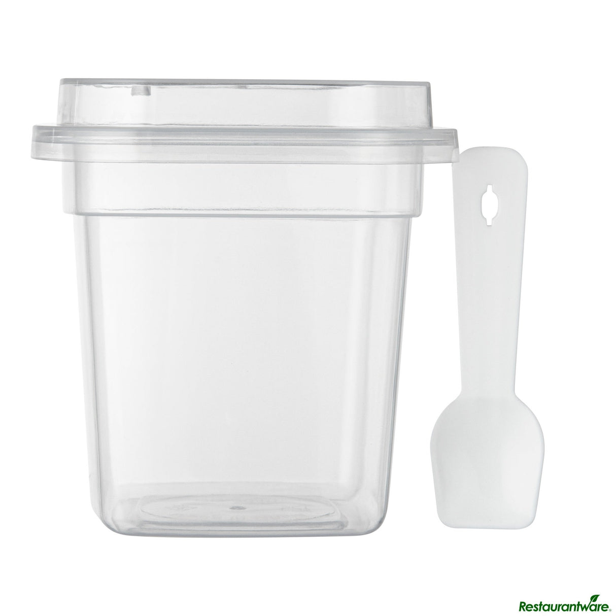 Cups, Dessert, 7 Ounce, Plastic, Clear, Square, 3.25 x 3.25 x 3.5 Inch, with Lid & Spoon,25 - 1 EACH