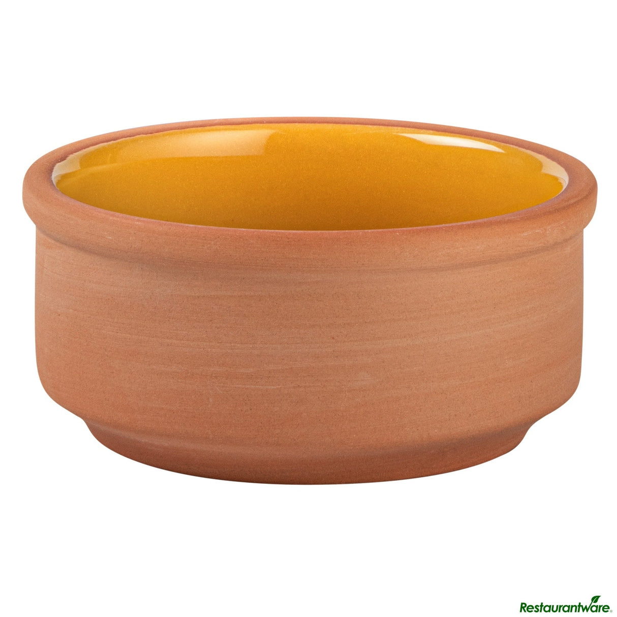 Bowls, Cazuela, Terra Tek 3 Ounce, Terracotta, Yellow Glazed Interior, 3.25 x 3.25 x 1.50 Inch, Oven-Safe,2 - 1 EACH
