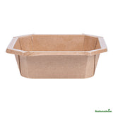 Containers, Take-Out, 22 Ounce, PLA-Lined Paper, Kraft, 6 x 6 x 2 Inch, Compostable,25 - 1 EACH