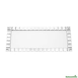 Plates, Maxi Serve 14.25 x 6.25 Inch, Plastic, White, with Silver Ruffled Rim, Rectangular,25 - 1 EACH