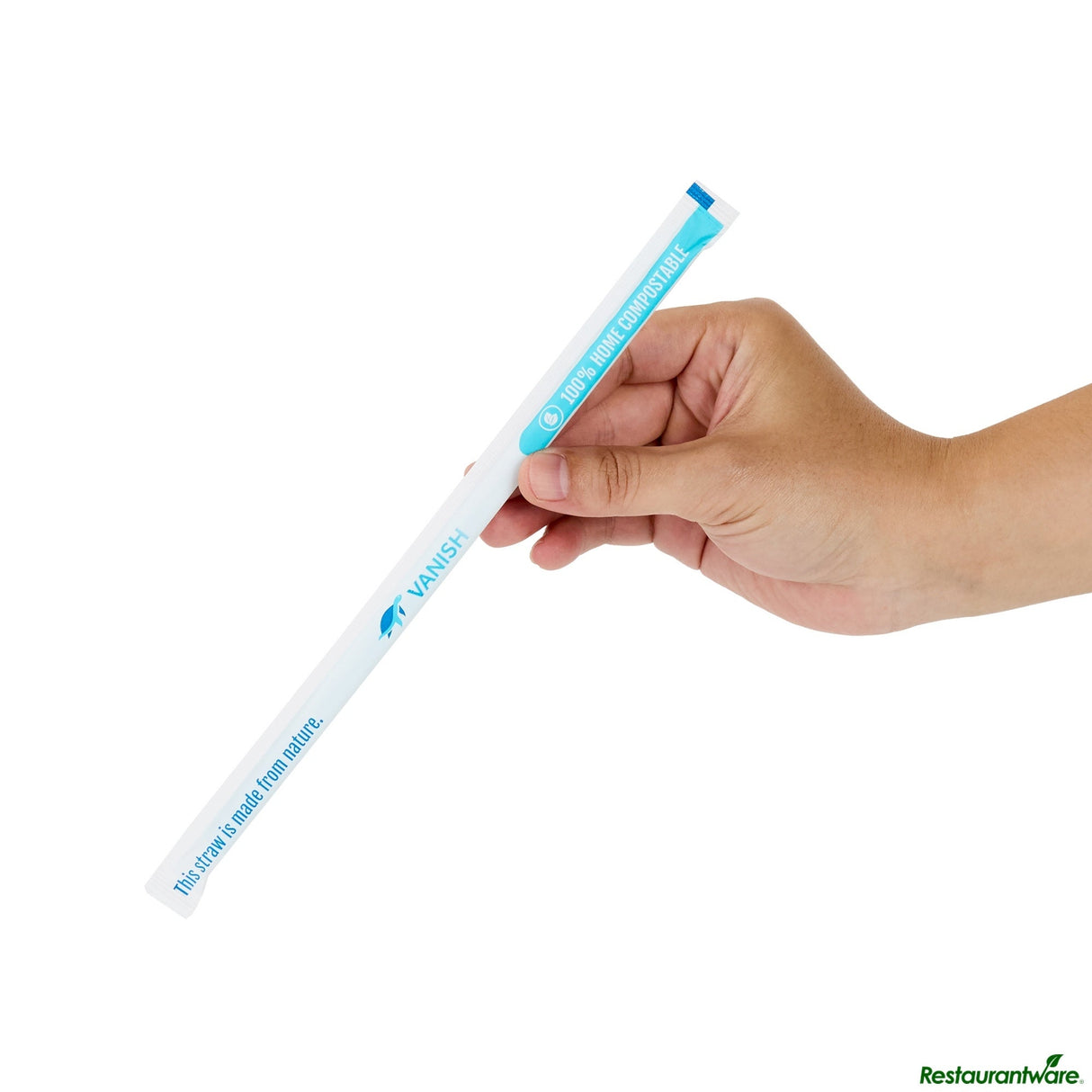 Straws, Vanish, Plastic, Blue, Wrapped, 8.25 Inch, PHA,100 - 1 EACH