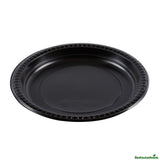 Plates, RW Base 9 x 9 x 0.75 Inch, Microwavable Plastic, Black, Round,50 - 1 EACH