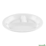 Plates, 3-Compartment, RW Base 10.25 x 10.25 x 0.75 Inch, Microwavable Plastic, White, Round,50 - 1 EACH