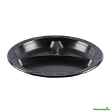 Plates, 3-Compartment, RW Base 10.25 x 10.25 x 0.75 Inch, Microwavable Plastic, Black, Round,50 - 1 EACH