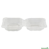 Containers, RW Base 13 Ounce, Microwavable Plastic, Clear, 5.50 x 5.50 x 2.75 Inch, Anti-Fog Clamshell, Square,50 - 1 EACH